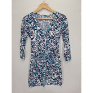 Lilly Pulitzer Womens Juliet Dress in Hippy Hippy Shake Blue White Size XXS